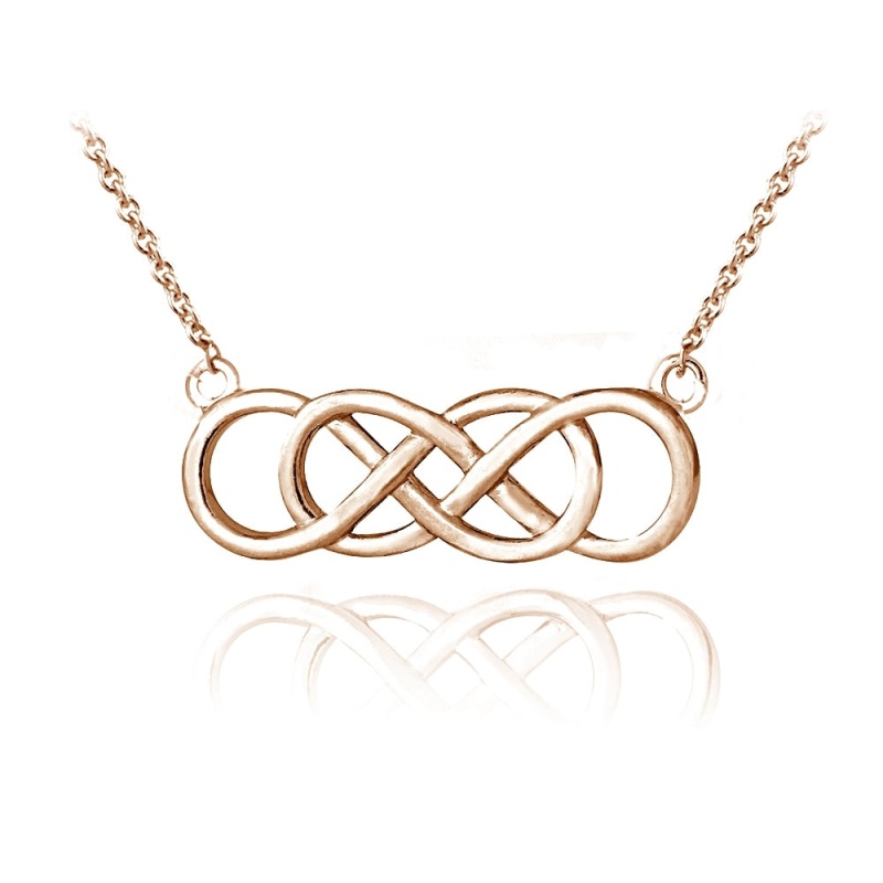 Rose Gold Tone Over Sterling Silver Double Infinity Necklace