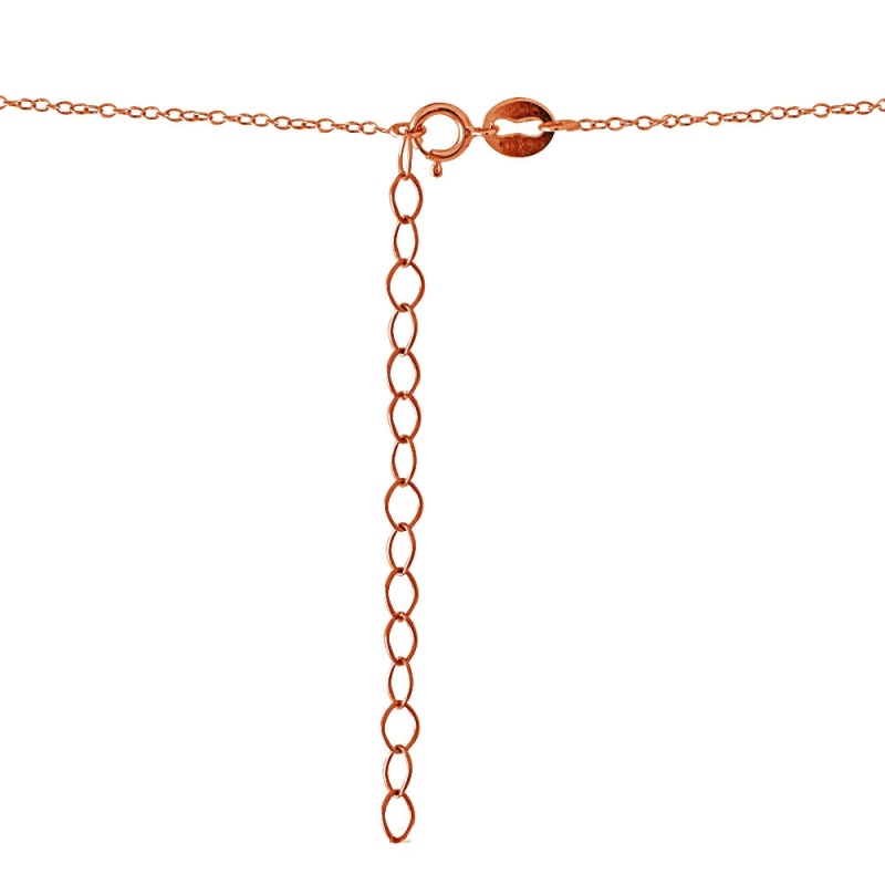 Rose Gold Flashed Sterling Silver Cubic Zirconia 3-Stone Triangle Necklace
