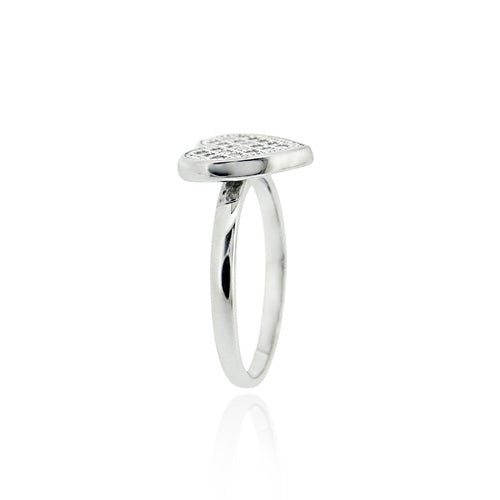 Sterling Silver Cz Micro Pave Heart Ring - 8