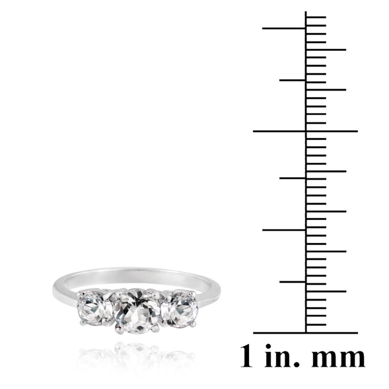 Sterling Silver 1.2Ct White Topaz Three Stone Ring