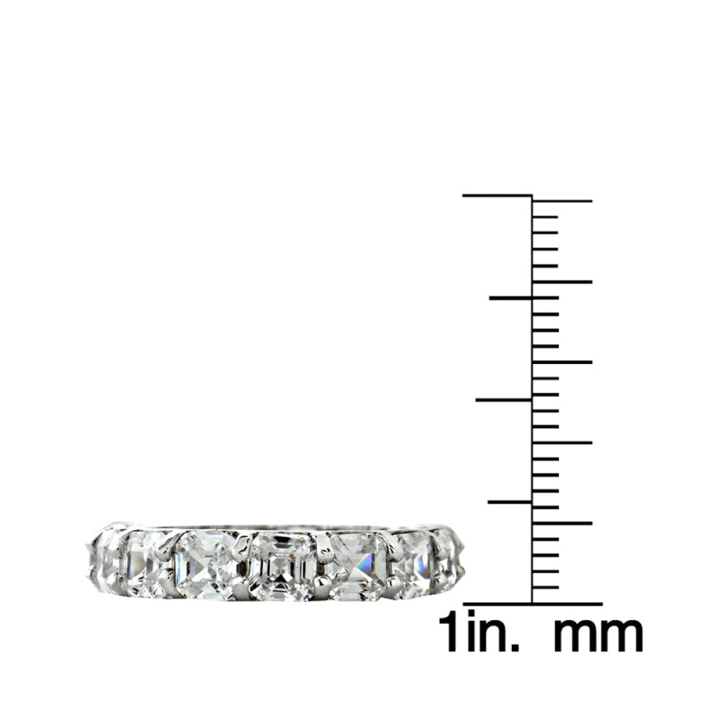 Sterling Silver Asscher-Cut Cz Eternity Wedding Band Ring