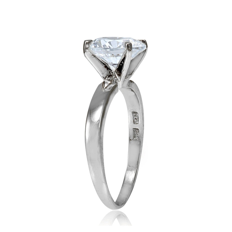Sterling Silver 2Ct Cubic Zirconia Mm Round Solitaire Ring