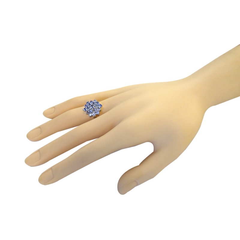 Sterling Silver 2.Ct Tgw Tanzanite Flower Ring