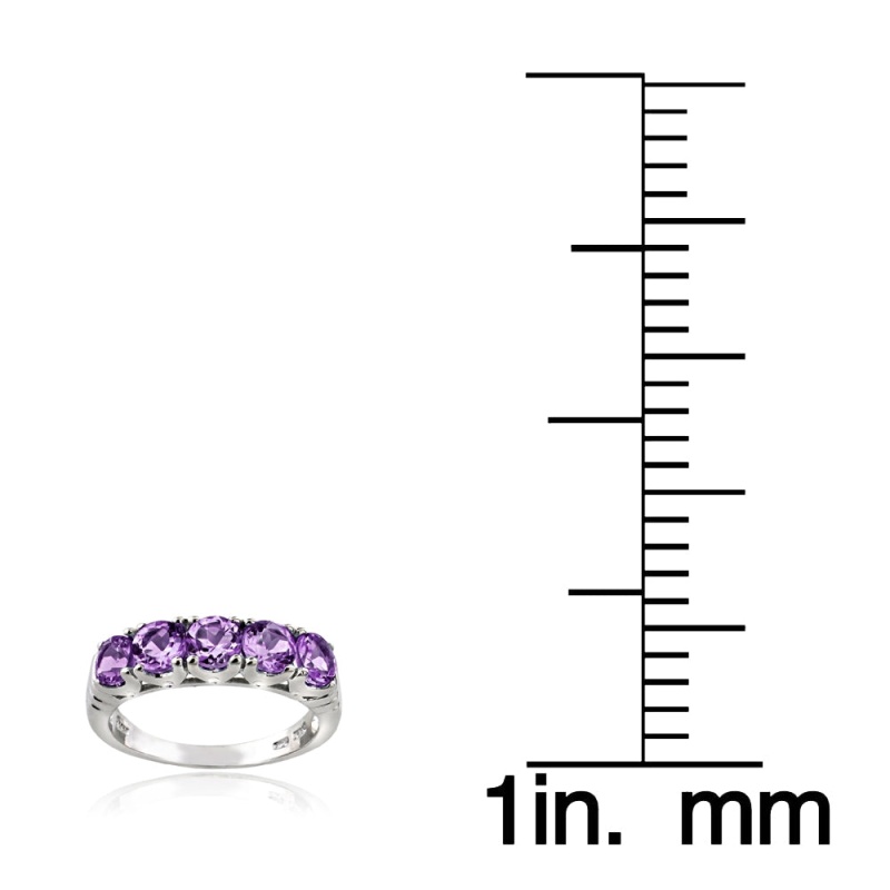 Sterling Silver Amethyst Half Eternity Band Ring