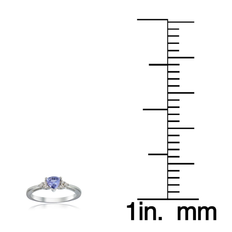 Sterling Silver Tanzanite & White Topaz Trillion-Cut Ring