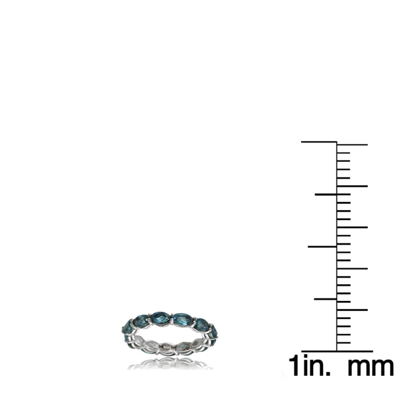 Sterling Silver London Blue Topaz X3mm Oval-Cut Eternity Band Ring