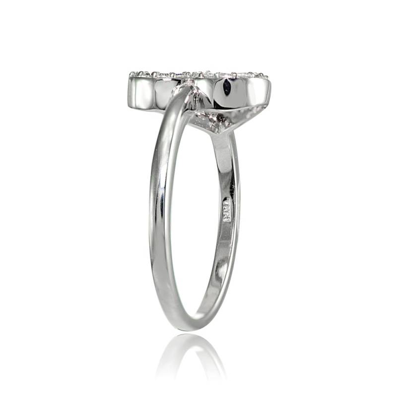 Sterling Silver Cubic Zirconia Sideway Heart Ring
