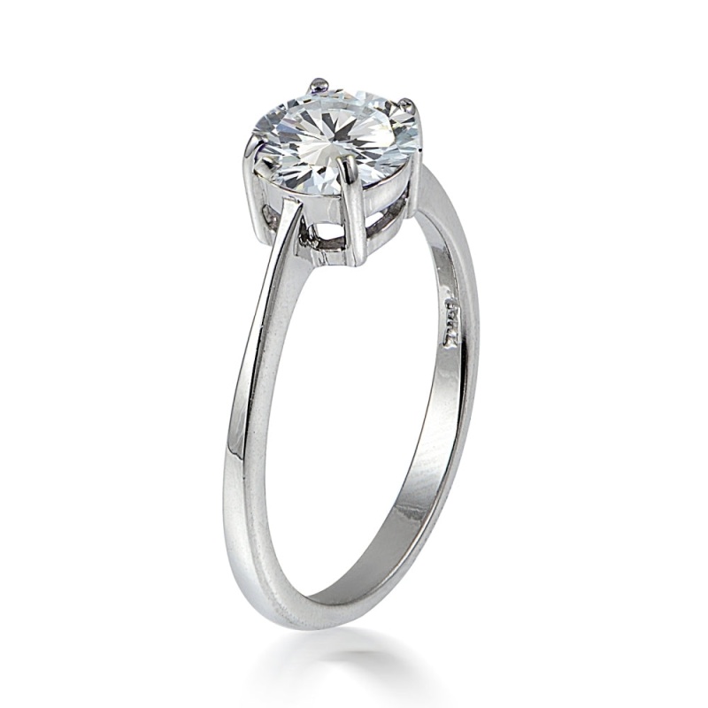Sterling Silver 3.2Ct Tgw Cubic Zirconia Round Bridal Engagement Ring