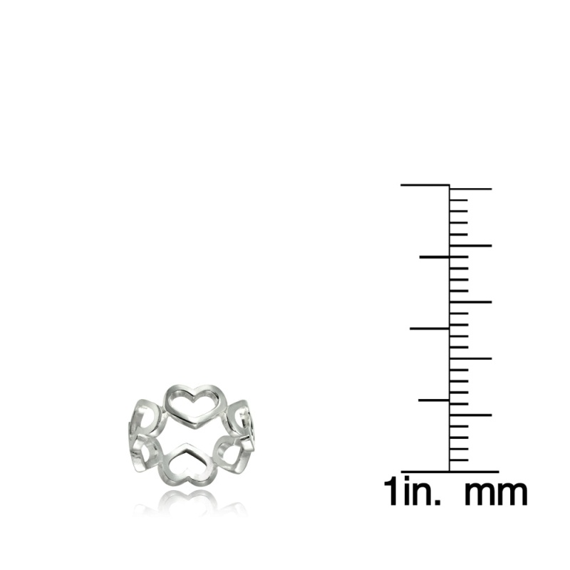 Sterling Silver High Polished Open Heart Eternity Band Ring