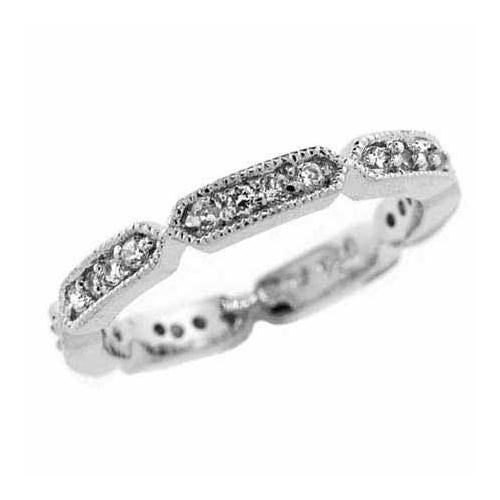 Sterling Silver Cz Antique Eternity Ring - 7