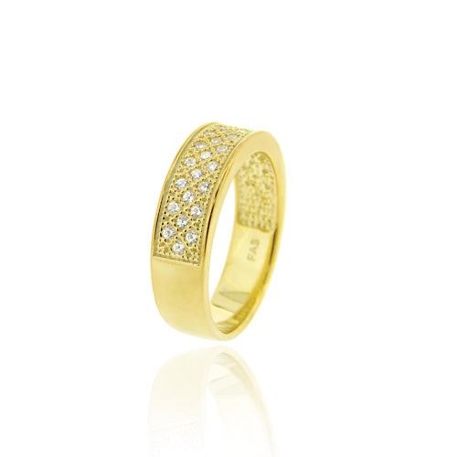 1K Gold Over Sterling Silver Cz Micro Pave Band Ring - 8