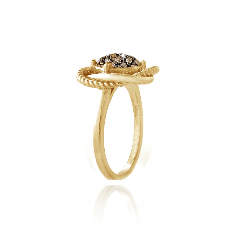 1K Gold Over Sterling Silver 1/4Ct Champagne Diamond Love Knot Ring