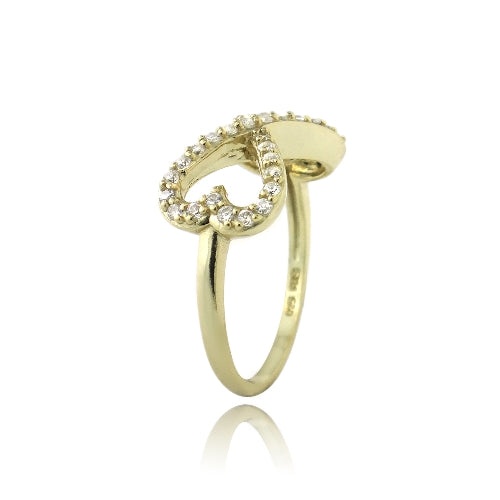Gold Tone Over Sterling Silver Cz Infinity Hearts Ring - 5