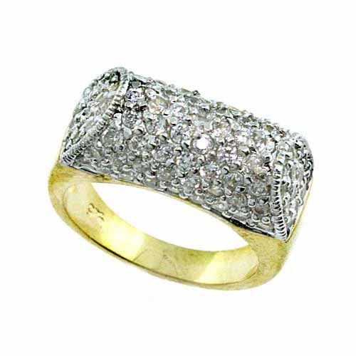 1K Gold Over Sterling Silver Cz Dome Ring - 7