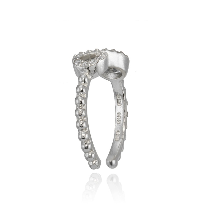 Sterling Silver Cubic Zirconia Rope Infinity Toe Ring