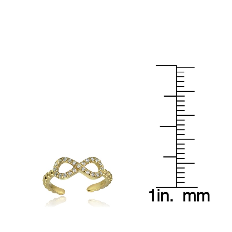 Yellow Gold Flashed Sterling Silver Cubic Zirconia Rope Infinity Toe Ring