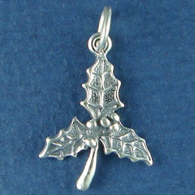 Christmas: Holly Sterling Silver Charm Pendant