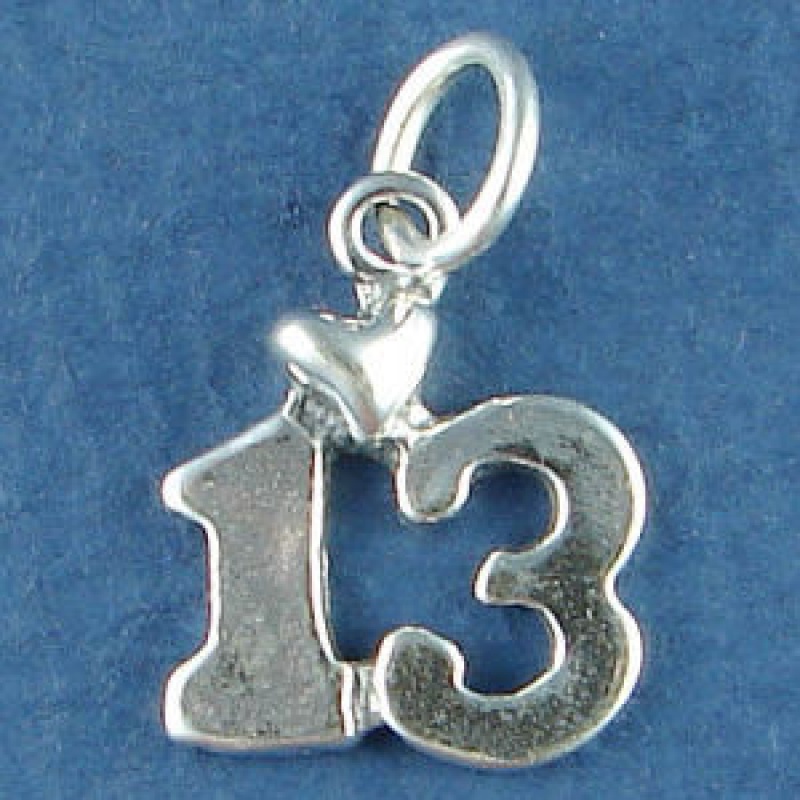 Jewish Bat Mitzvah 13 With Heart Sterling Silver Charm Pendant Perfect For A Charm Bracelet