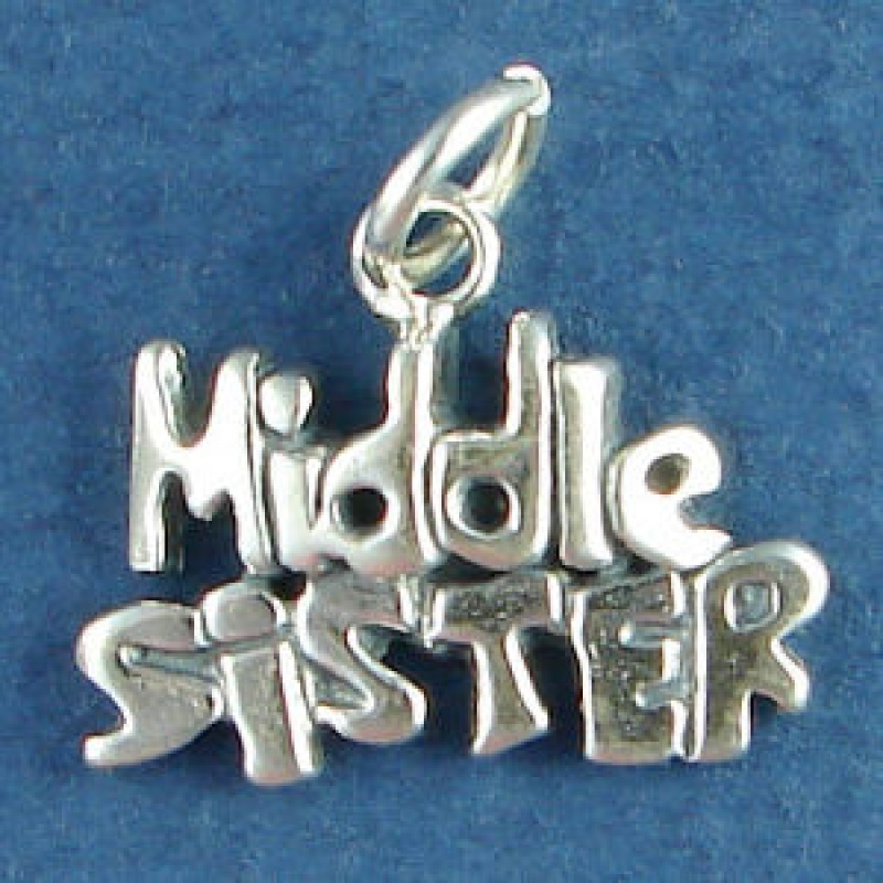Sister, Middle Word Phase Sterling Silver Charm Message Pendant