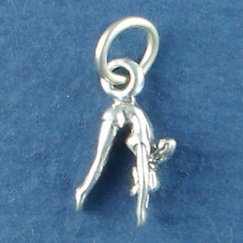 Diver Female 3D Swimming Sterling Silver Charm Pendant Charm Bracelet Size