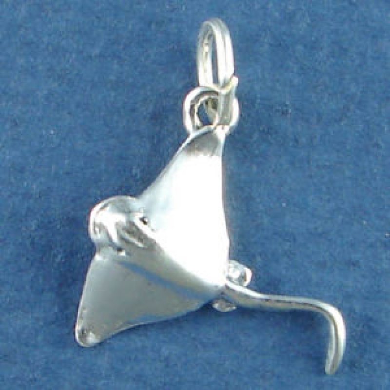 Stingray 3D Sterling Silver Charm Pendant Add To A Charm Bracelet