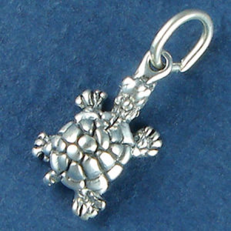 Turtle Charm Small Sterling Silver Pendant Sized For A Charm Bracelet