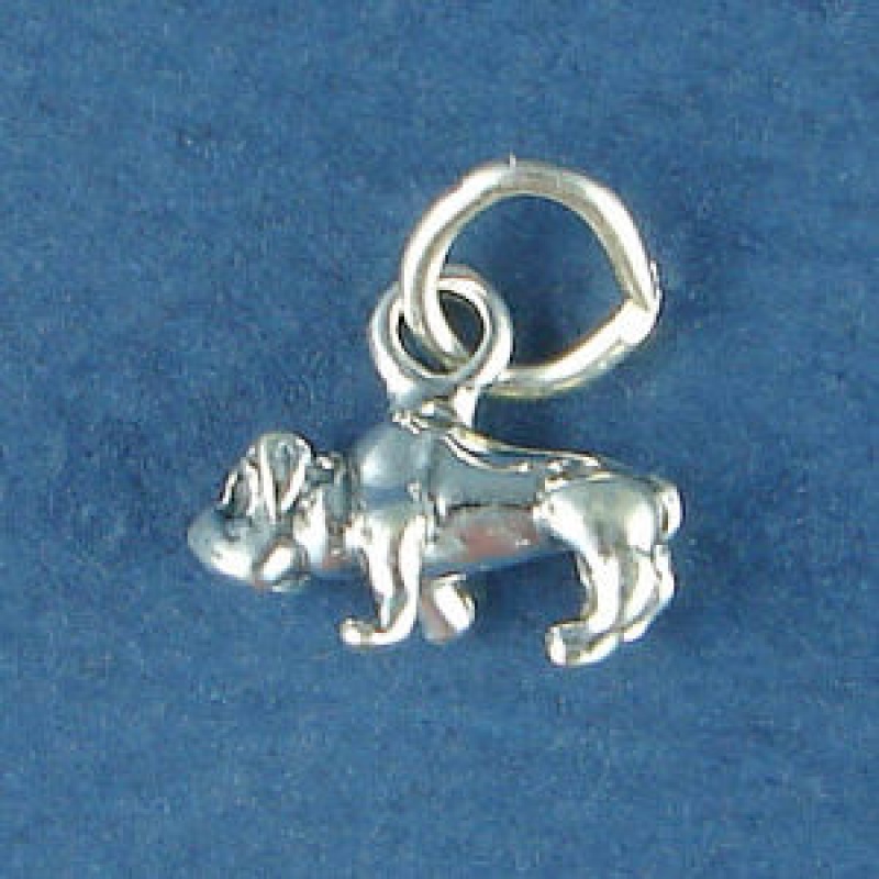 Dog, Bulldog Small 3D Sterling Silver Charm Pendant Add To A Charm Bracelet