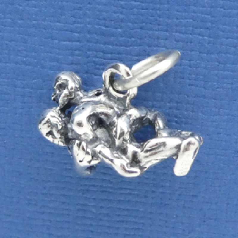 Sterling Silver Wrestling Charm For Necklace