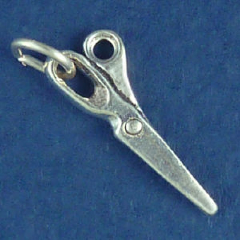 Scissors 3D Sterling Silver Charm For Charm Bracelet Or Pendant