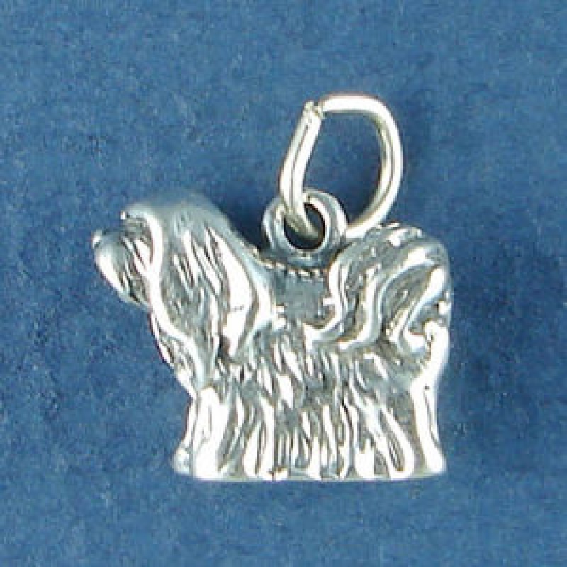 Dog Llasa Apso 3D Sterling Silver Charm Pendant