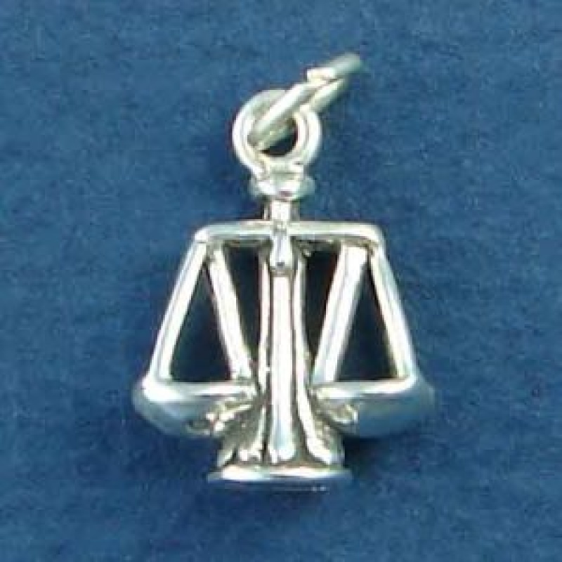 Scales Of Justice Legal Occupation 3D Sterling Silver Charm Pendant
