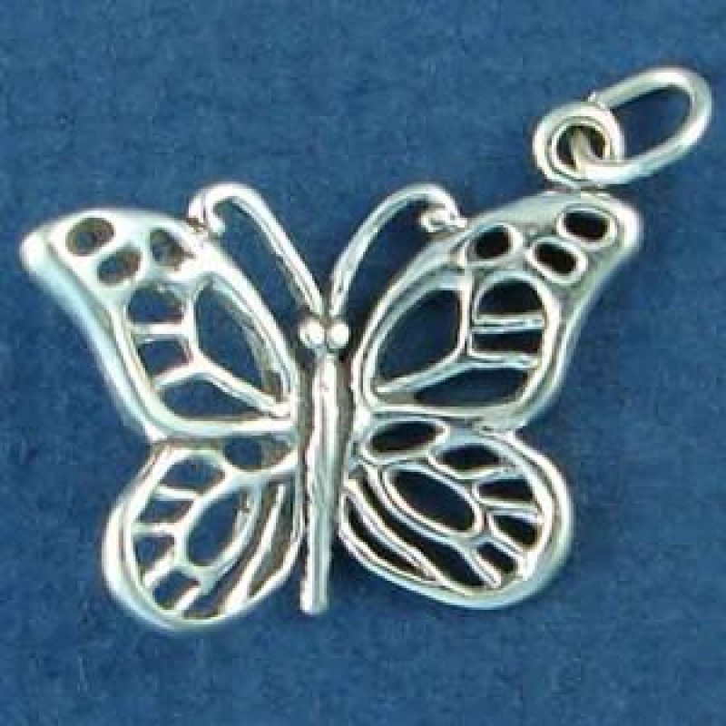 Butterfly With Filigree Wings 3D Sterling Silver Charm Pendant