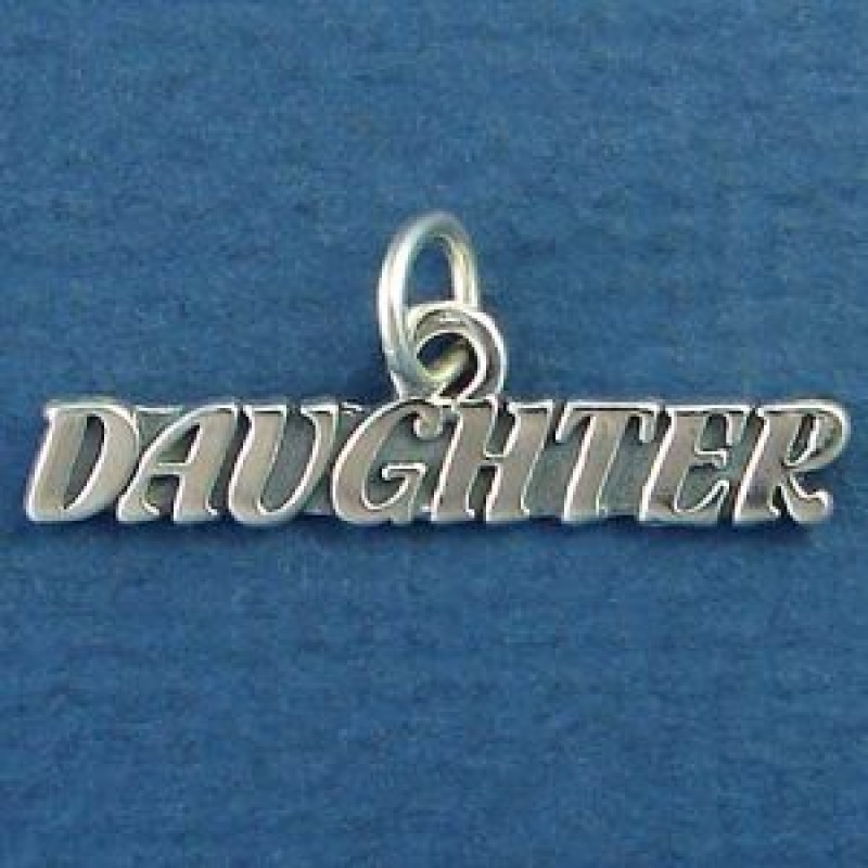 Daughter Word Phrase Sterling Silver Charm Pendant