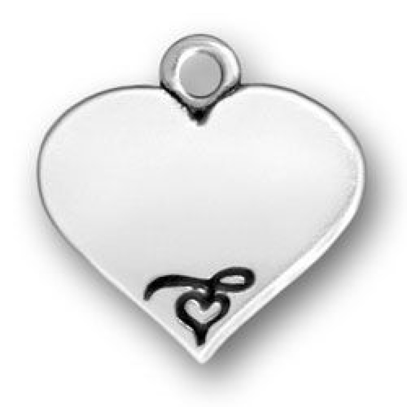Heart Sterling Silver Charm Pendant Add Personalized Engraving