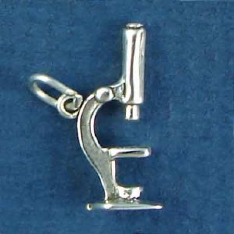 Microscope Medical And Science Occupation 3D Sterling Silver Charm Pendant