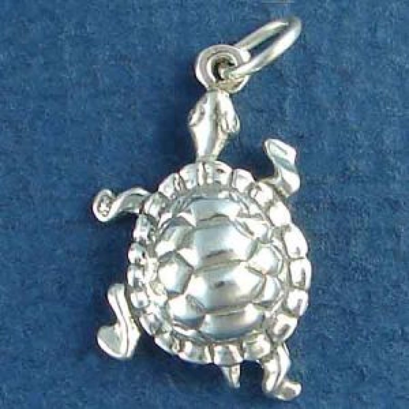Turtle Charm Sterling Silver Pendant