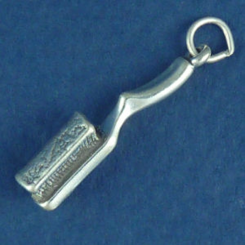 Hairbrush Used By Hair Stylist Charm Sterling Silver Pendant
