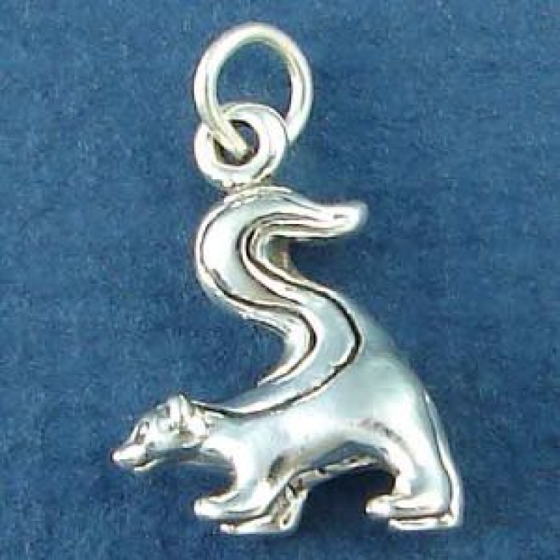 Skunk With Tail Raised 3D Sterling Silver Charm Pendant
