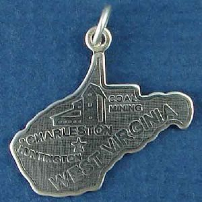 State Of West Virginia Sterling Silver Charm Pendant And Cities Charleston And Huntington With Picture Of Coal Mining Building