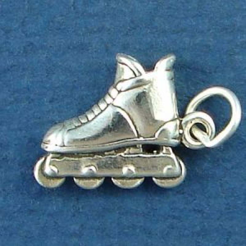 Rollerblade Inline Skate 3D Sterling Silver Charm Pendant