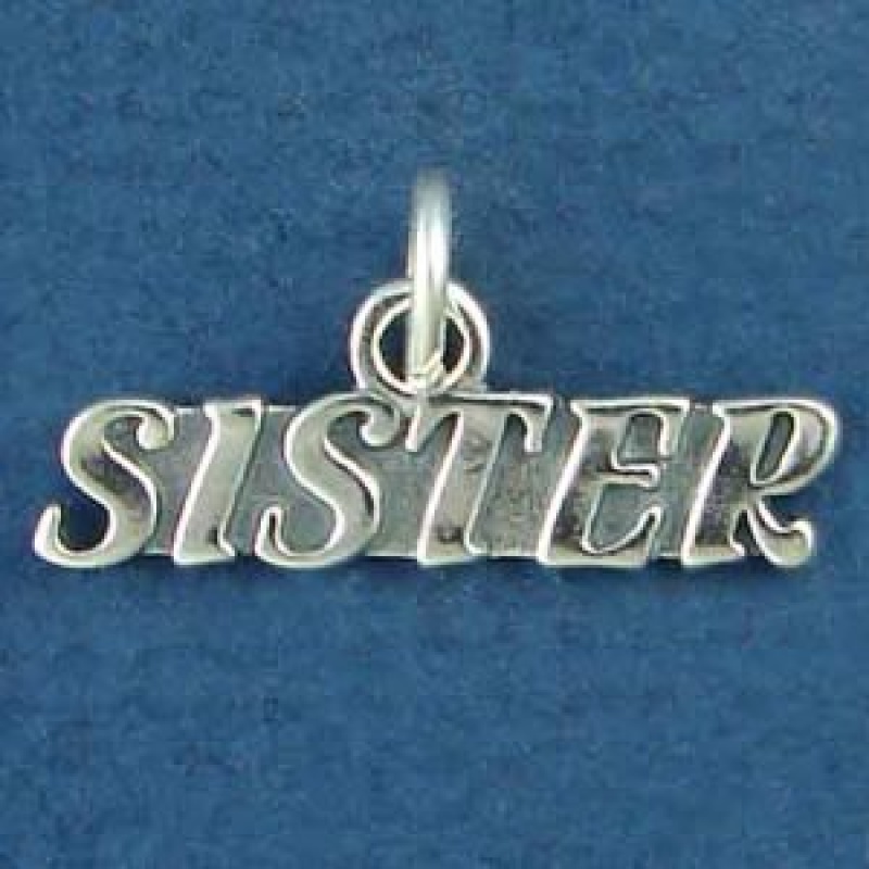 Sister Sterling Silver Word Phase Charm Pendant