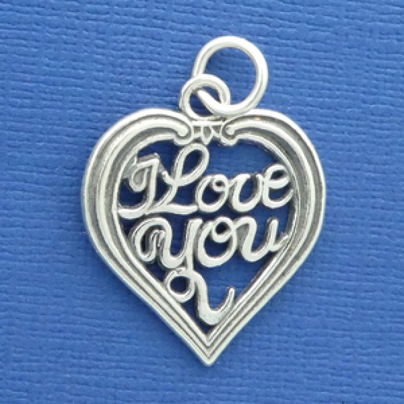 I Love You Charm Sterling Silver Heart