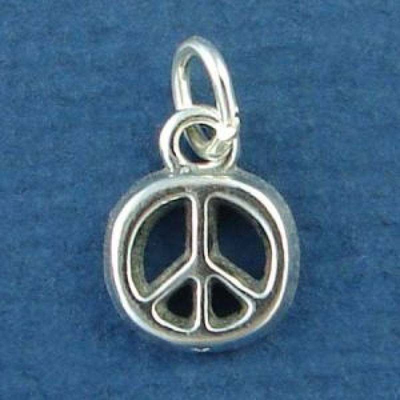 Peace Sign Symbol Small Sterling Silver Charm For Charm Bracelet Or Necklace