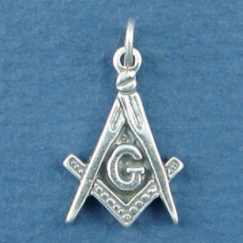 Masonic Symbol Compass And Square With G Sterling Silver Charm Pendant