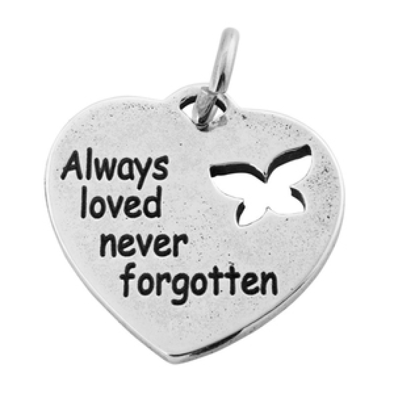 Sterling Silver Heart With Cutout Butterfly Charm Memorial Sympathy Charm