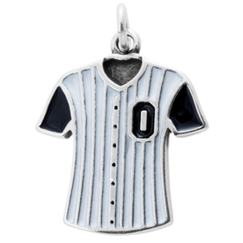 Baseball Jersey Charm Pendant Sterling Silver Enamel