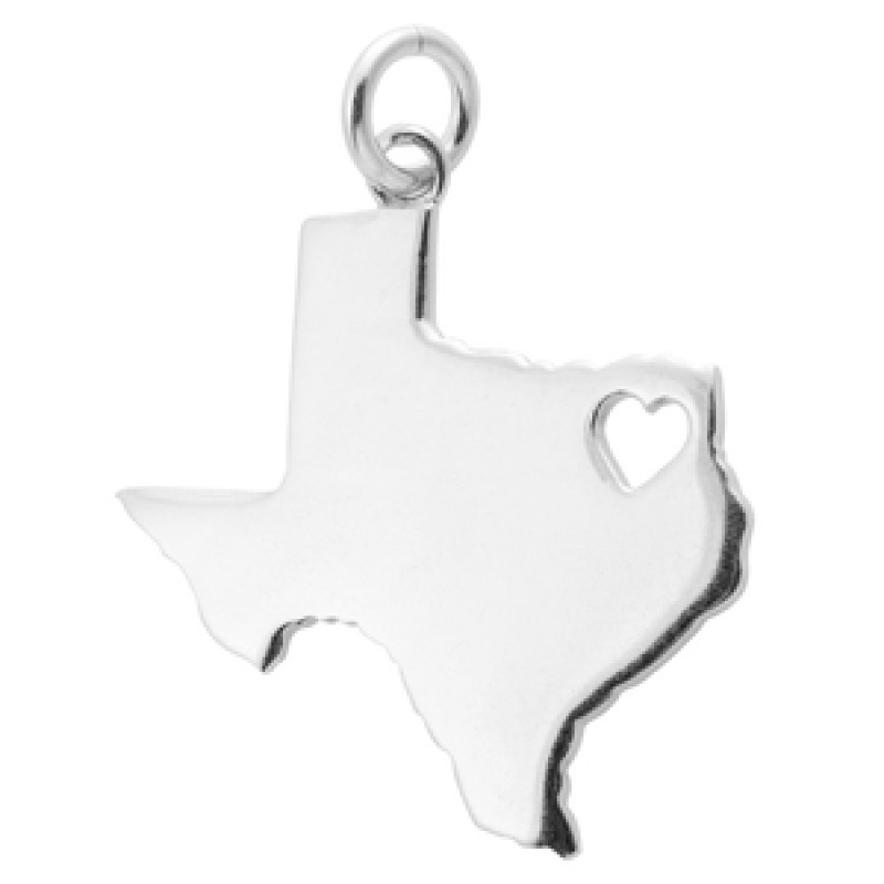 Texas Sterling Silver Charm With Open Heart