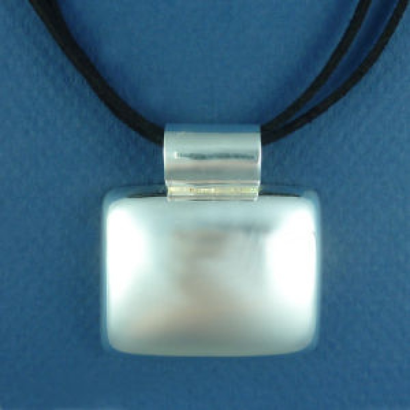 Rectangle 42-Mm Engravable Puffed Silver Fashion Pendant With Fixed Bale On Multi Strand Black 16 Inch Cord Necklace With Silver Tone Toggle Clasp