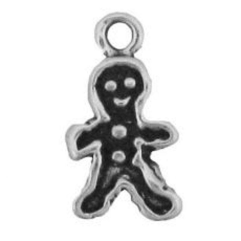 Tiny Sterling Silver Gingerbread Man Charm
