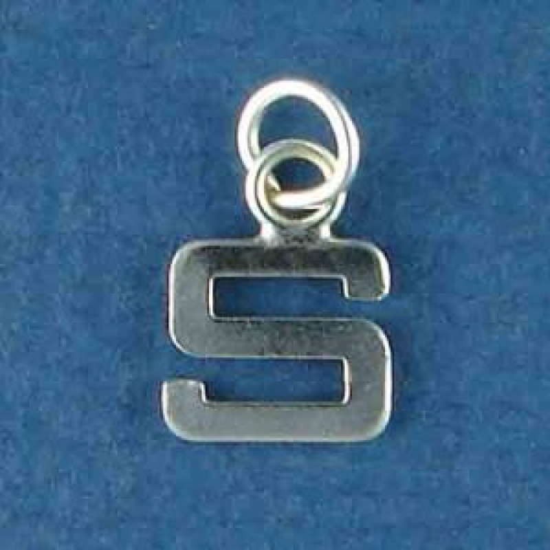 Tiny Alphabet Letter Initial S Sterling Silver Charm Pendant
